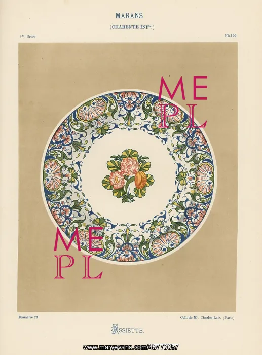: Plate from Marans, France, with botanical : Plate from Marans, France, with botanical