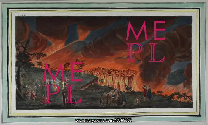 : Plate VIII: Night view of a current of lava - Mount Vesuvius : Plate VIII: Night view of a current of lava - Mount Vesuvius