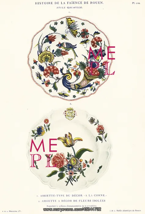 : Plates in the rockery style, Rouen : Plates in the rockery style, Rouen