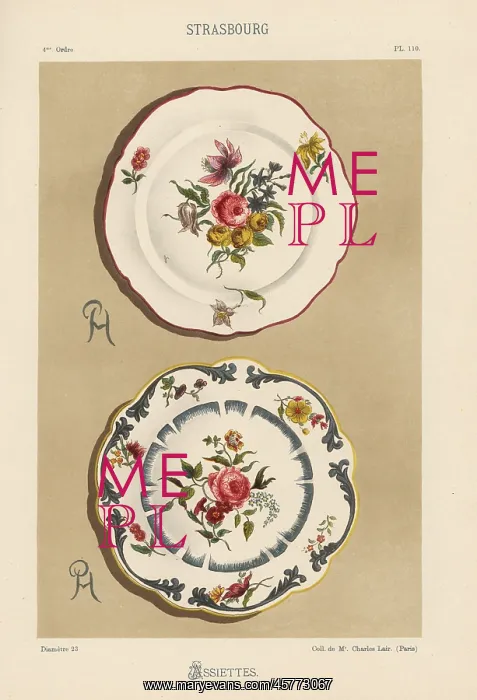 : Plates from Strasbourg, 18th century, with : Plates from Strasbourg, 18th century, with