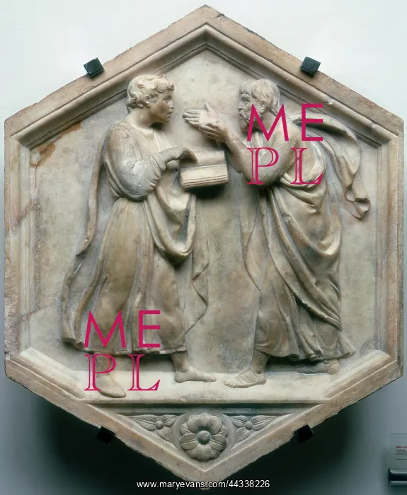 : Plato and Aristotle (philosophy), tile by Luca della Robbia : Plato and Aristotle (philosophy), tile by Luca della Robbia