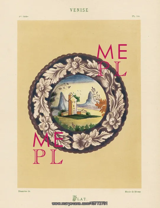 : Platter from Venice, Italy, landscape inside : Platter from Venice, Italy, landscape inside