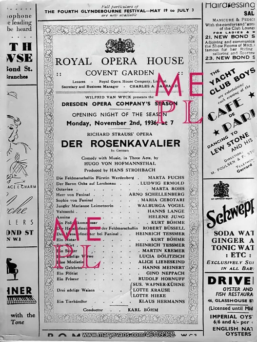 : Playbill advertising a performance of Der Rosenkavalier : Playbill advertising a performance of Der Rosenkavalier