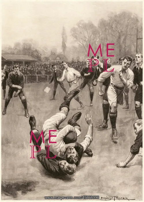  : Player making a tackle in a Rugby Game