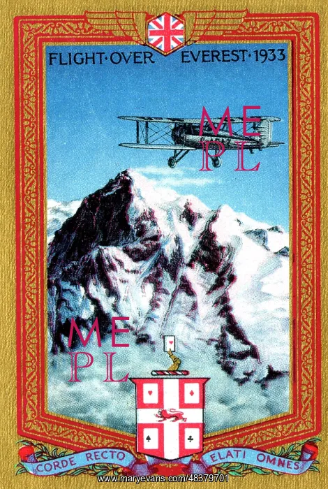 : Playing card back, first flight over Mount Everest : Playing card back, first flight over Mount Everest