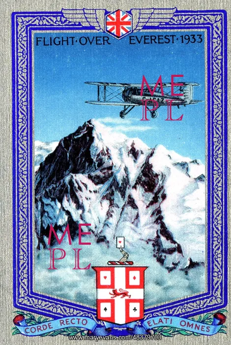 : Playing card back, first flight over Mount Everest : Playing card back, first flight over Mount Everest