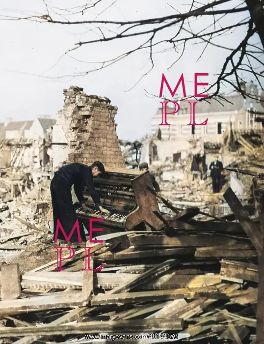 : Playing a piano amid the destruction - The Blitz : Playing a piano amid the destruction - The Blitz