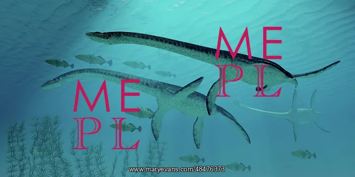 : Three Plesiosaurus dinosaurs migrate with a school of fish : Three Plesiosaurus dinosaurs migrate with a school of fish