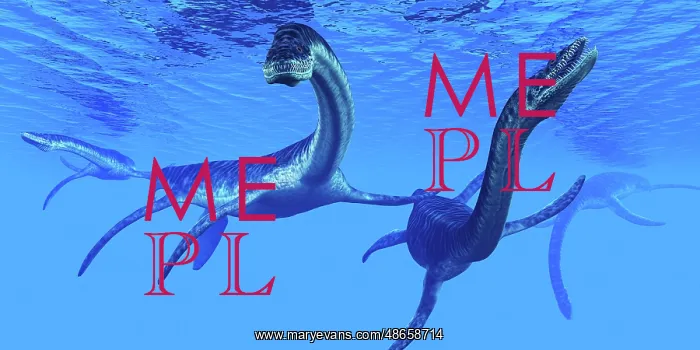 : Plesiosaurus dinosaurs swim together in Jurassic seas : Plesiosaurus dinosaurs swim together in Jurassic seas