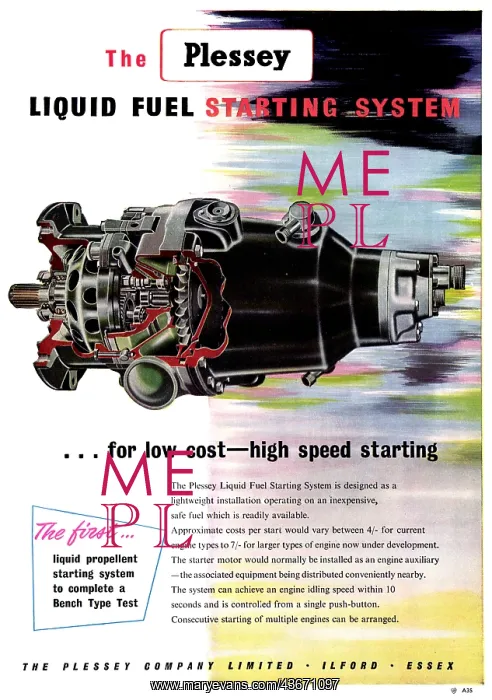  : Plessey Aircraft Components. - Liquid Fuel Starters