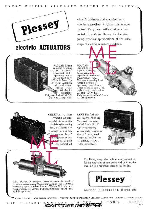 : Plessey Electric Actuators 1950 : Plessey Electric Actuators 1950