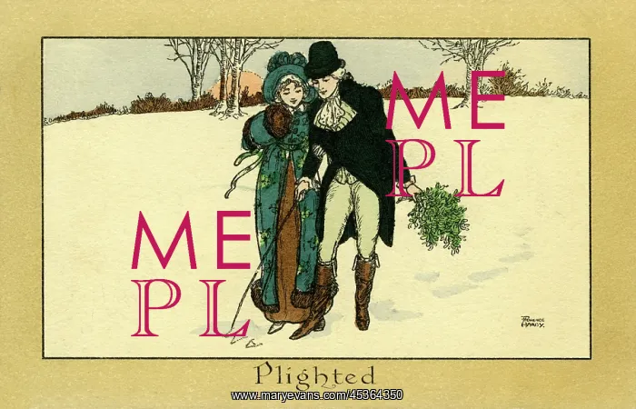  : Plighted. A couple from the late 18th century with Xmas holly plight their