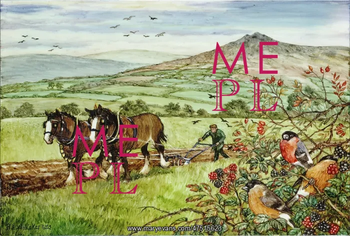 : Ploughing Scene with Bullfinches : Ploughing Scene with Bullfinches