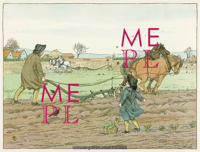 : Ploughmen. Two ploughmen at work in a field, while a child has a nice stretch : Ploughmen. Two ploughmen at work in a field, while a child has a nice stretch