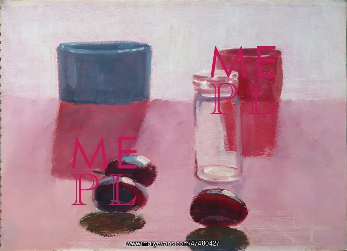 : Plum Still Life ' with glass jar : Plum Still Life ' with glass jar