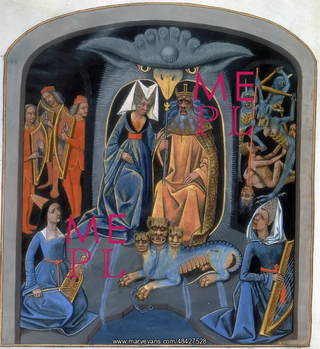 : Pluto and Persephone (Proserpine) enthroned. God : Pluto and Persephone (Proserpine) enthroned. God