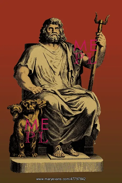 : Pluto, Roman God of the Underworld with Cerberus : Pluto, Roman God of the Underworld with Cerberus