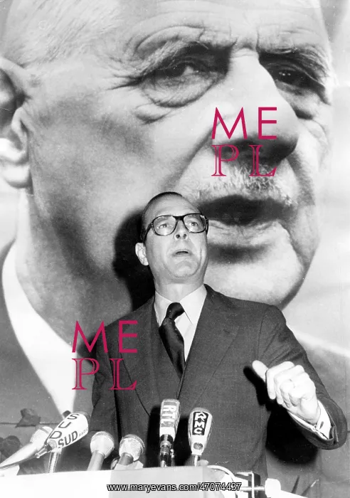 : PM Jacques Chirac speaking in front of De Gaulle portrait : PM Jacques Chirac speaking in front of De Gaulle portrait