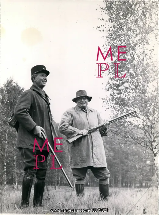 : PM Joseph Laniel in shooting party, Rambouillet, France : PM Joseph Laniel in shooting party, Rambouillet, France