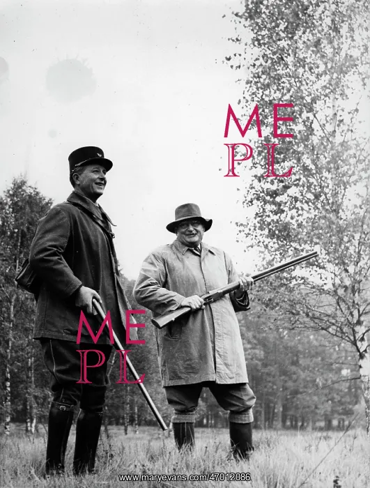 : PM Joseph Laniel in shooting party, Rambouillet, France : PM Joseph Laniel in shooting party, Rambouillet, France