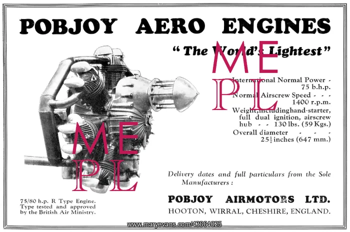 : Pobjoy 75 / 80 H.P. R Type Aero Engine : Pobjoy 75 / 80 H.P. R Type Aero Engine