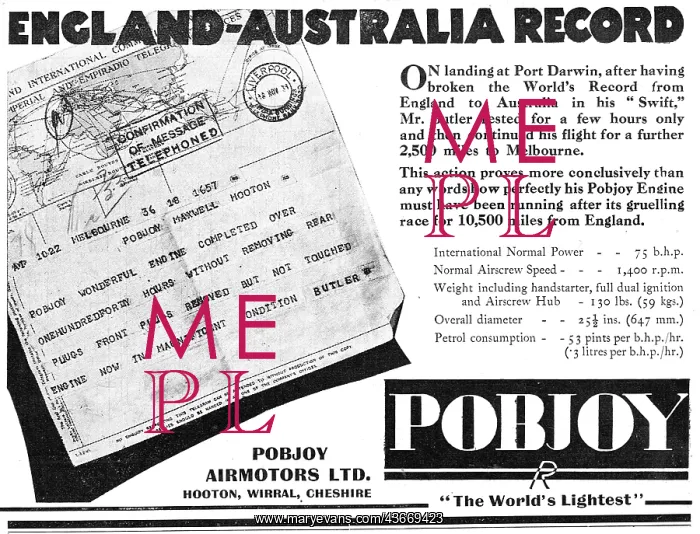 : Pobjoy 75 / 85 HP Aero Engine - Australia Flight : Pobjoy 75 / 85 HP Aero Engine - Australia Flight
