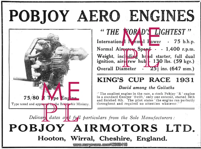 : Pobjoy 75 / 85 HP Aero Engine - Kings Cup : Pobjoy 75 / 85 HP Aero Engine - Kings Cup