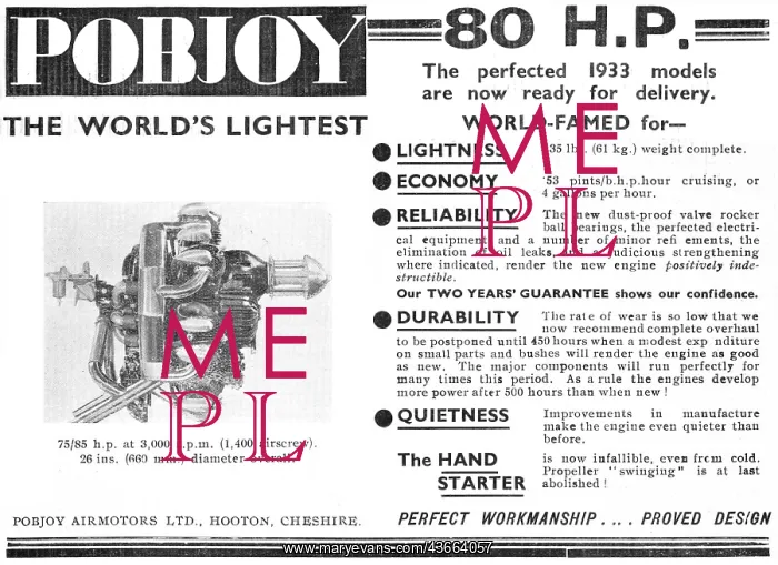: Pobjoy 80 H.P. Aircraft Engine : Pobjoy 80 H.P. Aircraft Engine