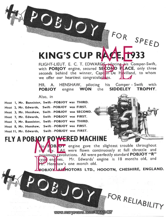 : Pobjoy Aero Engine Kings Cup 1933 : Pobjoy Aero Engine Kings Cup 1933