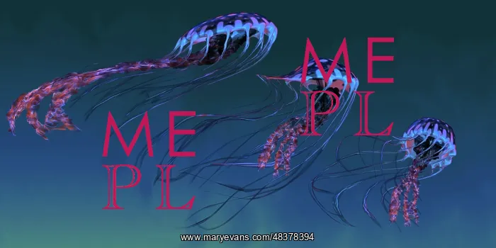 : A pod of iridescent red and blue jellyfish : A pod of iridescent red and blue jellyfish