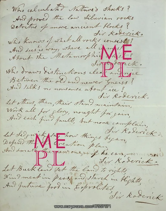 : Poem by Mary Anning (1799-1871) : Poem by Mary Anning (1799-1871)