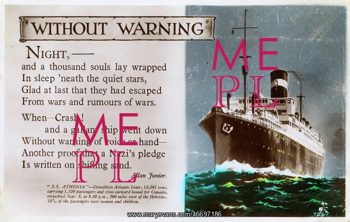 : Poem on the sinking of the SS Athenia : Poem on the sinking of the SS Athenia
