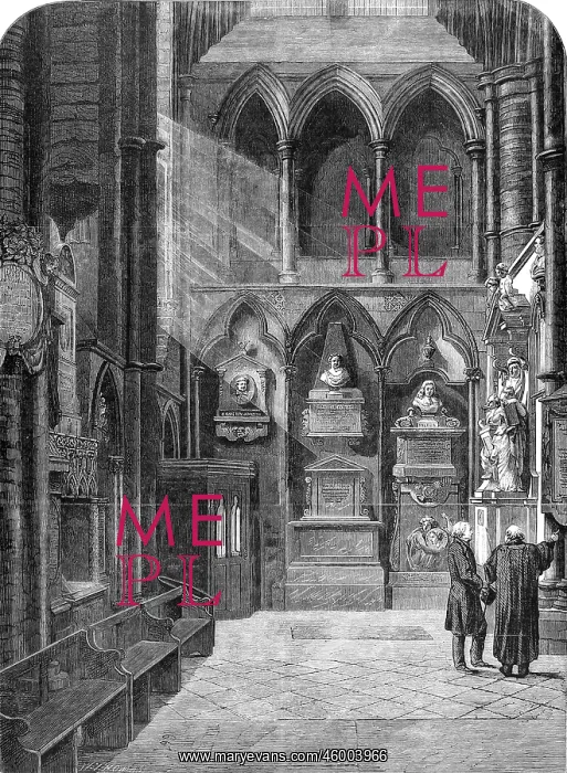 : Poets Corner, Westminster Abbey 1860 : Poets Corner, Westminster Abbey 1860