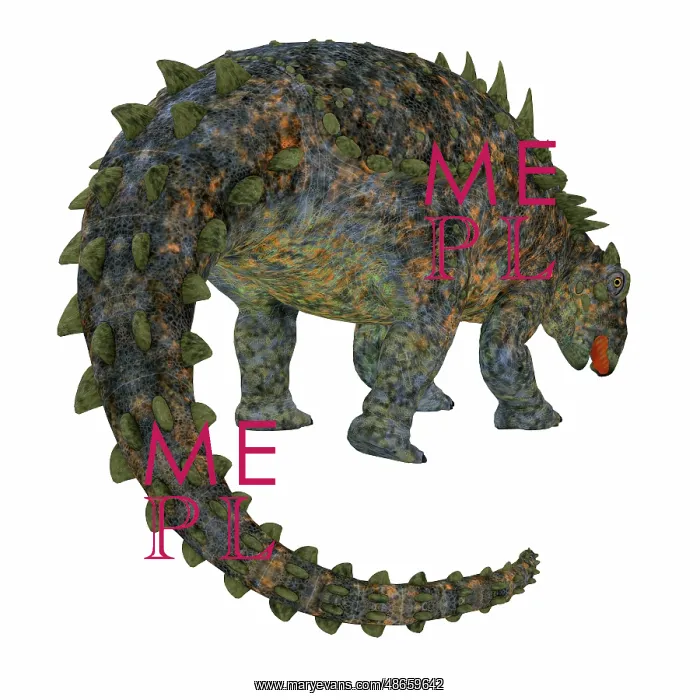 : Polacanthus dinosaur, rear view of tail : Polacanthus dinosaur, rear view of tail