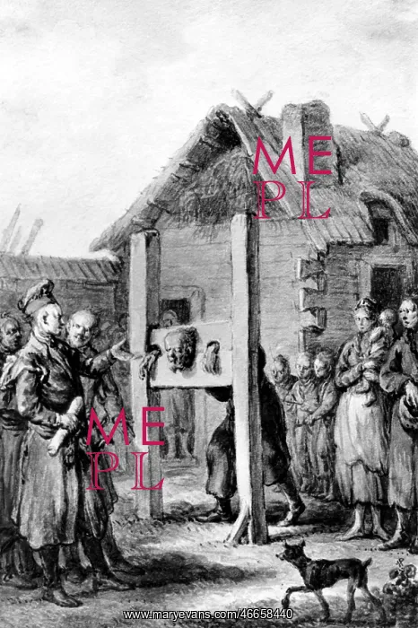 : Poland, farmer, serf is beeing penalized at pillory : Poland, farmer, serf is beeing penalized at pillory