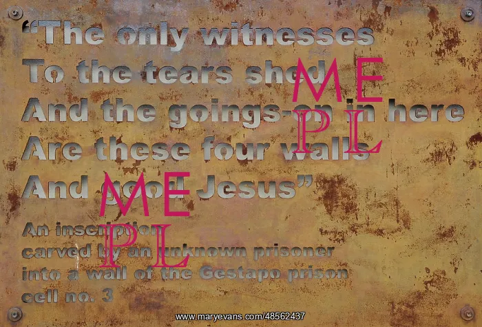 : Poland. Krakow. Gestapo Museum. Inscription carved by an unk : Poland. Krakow. Gestapo Museum. Inscription carved by an unk