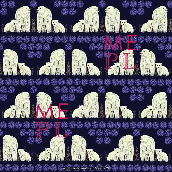  : Polar bear family repeating pattern