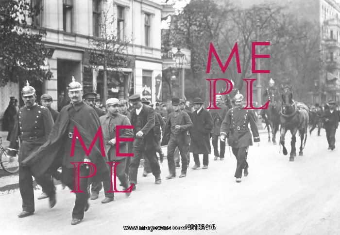 : Police with strikebreakers during a strike, 1910 : Police with strikebreakers during a strike, 1910