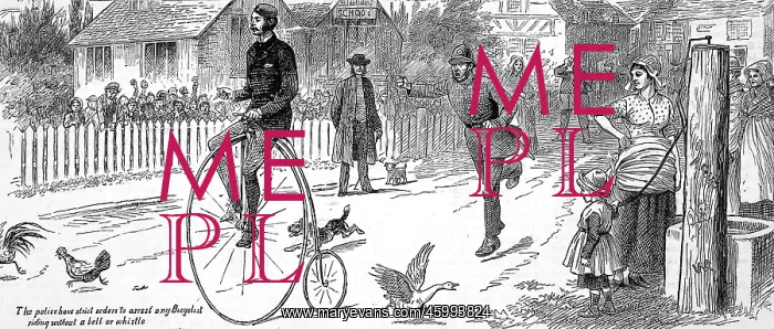 : Policeman chasing a Penny Farthing Cyclist 1880 : Policeman chasing a Penny Farthing Cyclist 1880