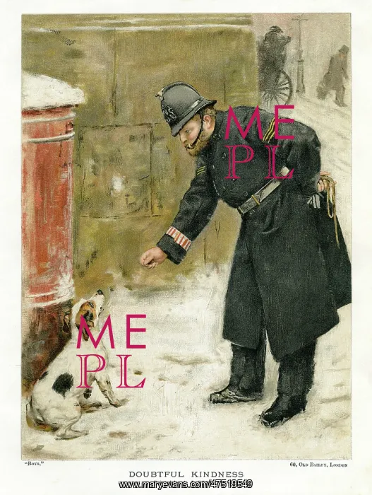 : Policeman and dog in the snow : Policeman and dog in the snow