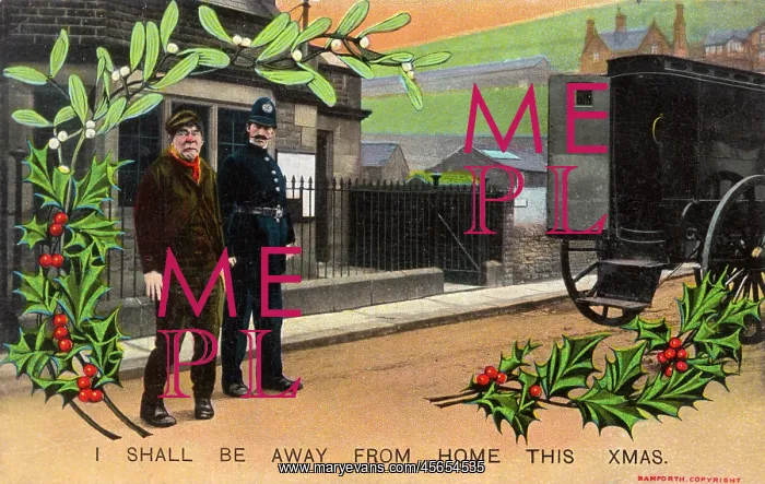 : Policeman dragging away a criminal at Christmas : Policeman dragging away a criminal at Christmas