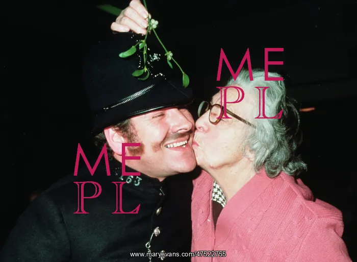 : Policeman with enthusiastic granny : Policeman with enthusiastic granny