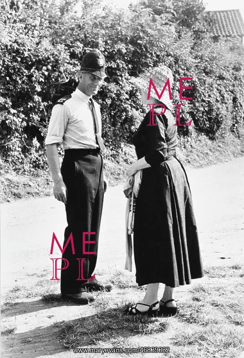 : Policeman with Imogen Holst at Aldeburgh : Policeman with Imogen Holst at Aldeburgh