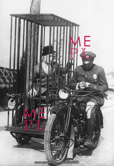 : Policeman on a motorcycle for the prisoner transport, 19 : Policeman on a motorcycle for the prisoner transport, 19