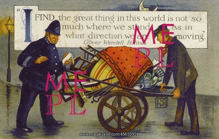 : Policeman stops a man with cart : Policeman stops a man with cart