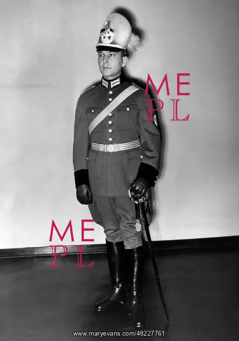 : Policeman wearing new gala uniform, 1937 : Policeman wearing new gala uniform, 1937