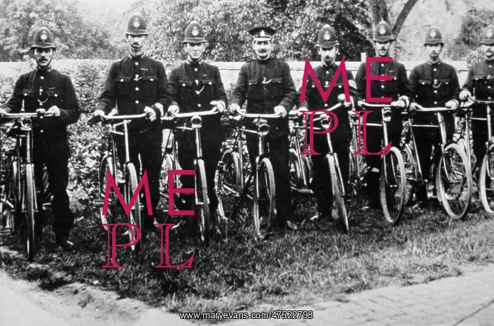 : Policemen with their bicycles : Policemen with their bicycles