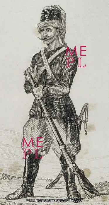 : Polish guard. Engraving, 19th century : Polish guard. Engraving, 19th century