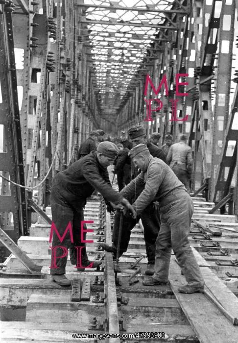 : A from Polish military forces damaged bridge over : A from Polish military forces damaged bridge over