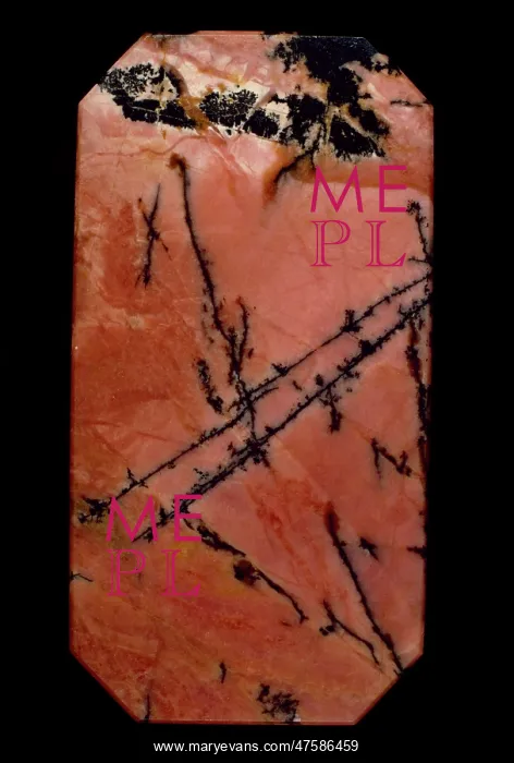 : Polished slab of rhodonite : Polished slab of rhodonite